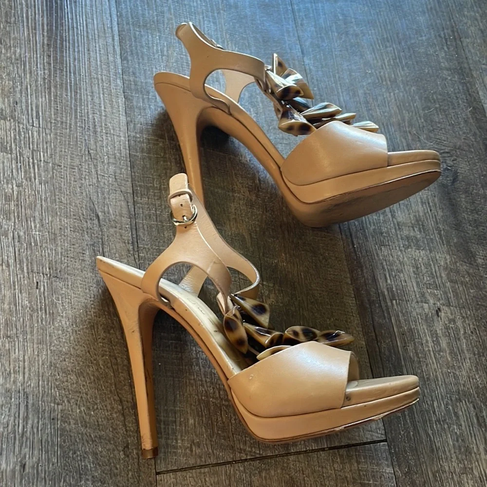 Casadei leather beaded strap heels